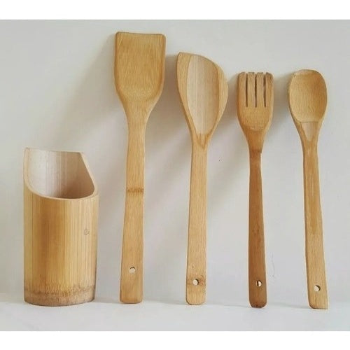 Kit Utensílios Bambu Madeira